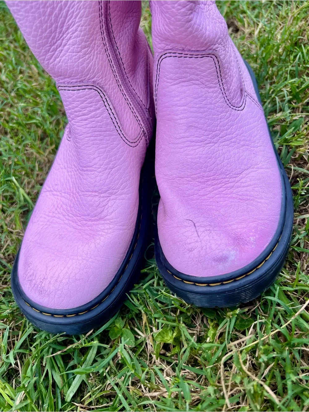 Dr Doc Martens Bex Heart Pink pull on Chunky Cowgirl Boots Sz 2 Girls